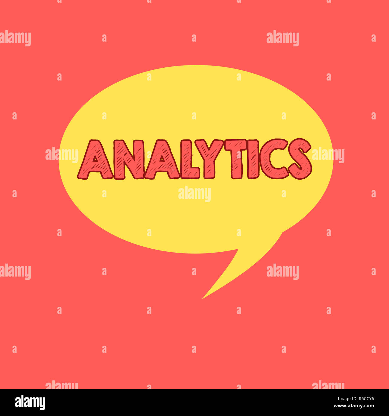 Handwriting text writing Analytics. Concept meaning systematic computational analysis of data statistics or infos Speech Bubble Oval Shaped in Solid C Stock Photo