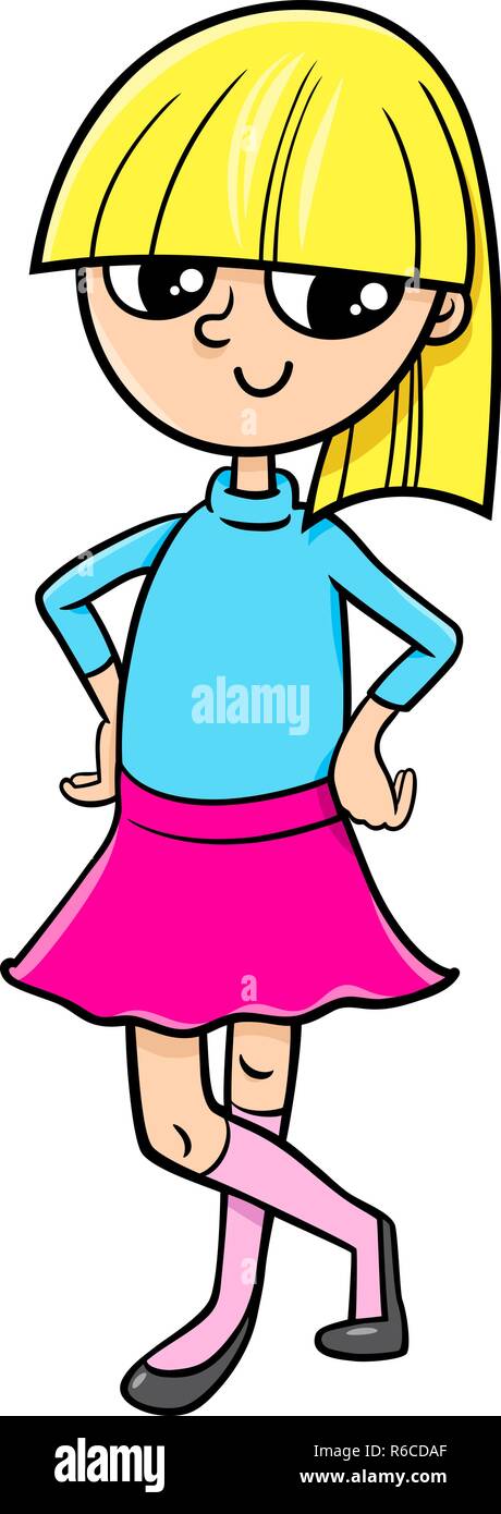 Cartoon Illustration of Elementary Age or Teen Girl Character Stock Vector  Image & Art - Alamy