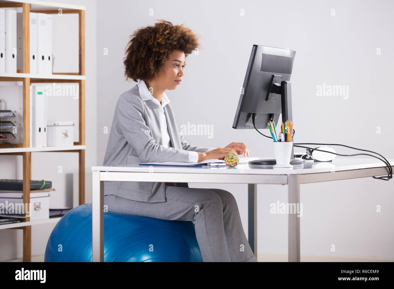 Businesswoman Working On Computer Stock Photo