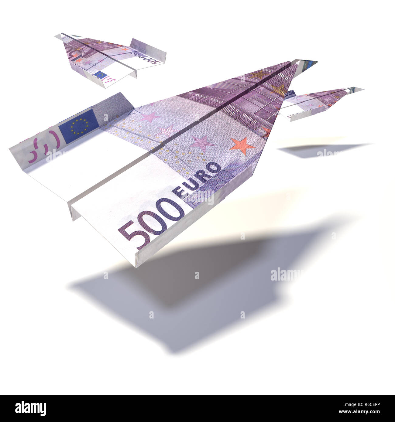paper plane from a 500 euro bill Stock Photo