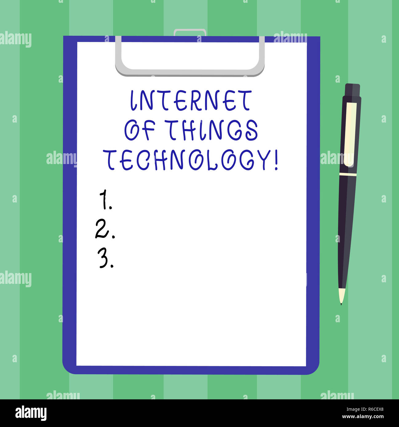 Handwriting Text Internet Of Things Technology Concept Meaning It Modern Technologies Online Network Blank Sheet Of Bond Paper On Clipboard With Clic Stock Photo Alamy