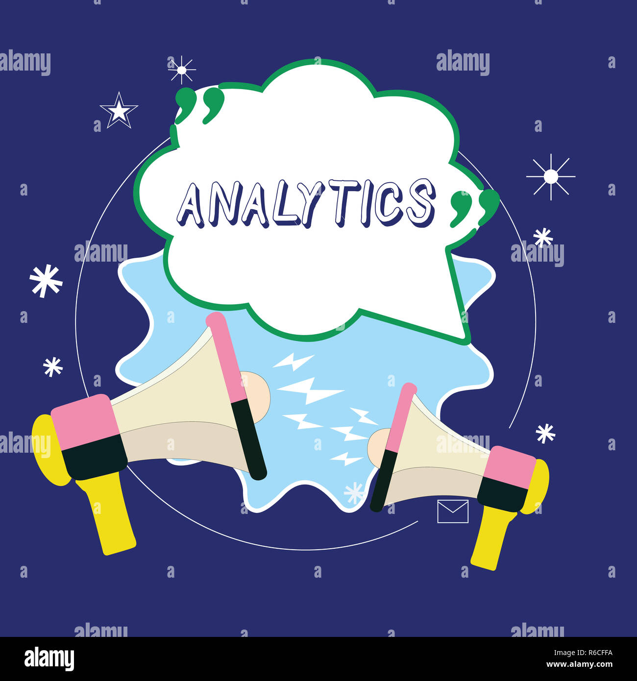 Conceptual hand writing showing Analytics. Business photo showcasing systematic computational analysis of data statistics or infos Blank Speech Bubble Stock Photo