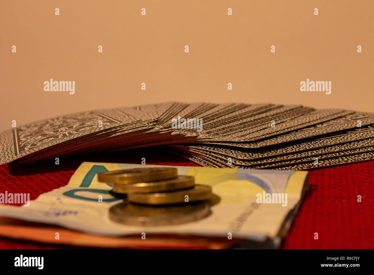 Gambling, with cards, money, or simply card game when the family is reunited for the holidays. Stock Photo