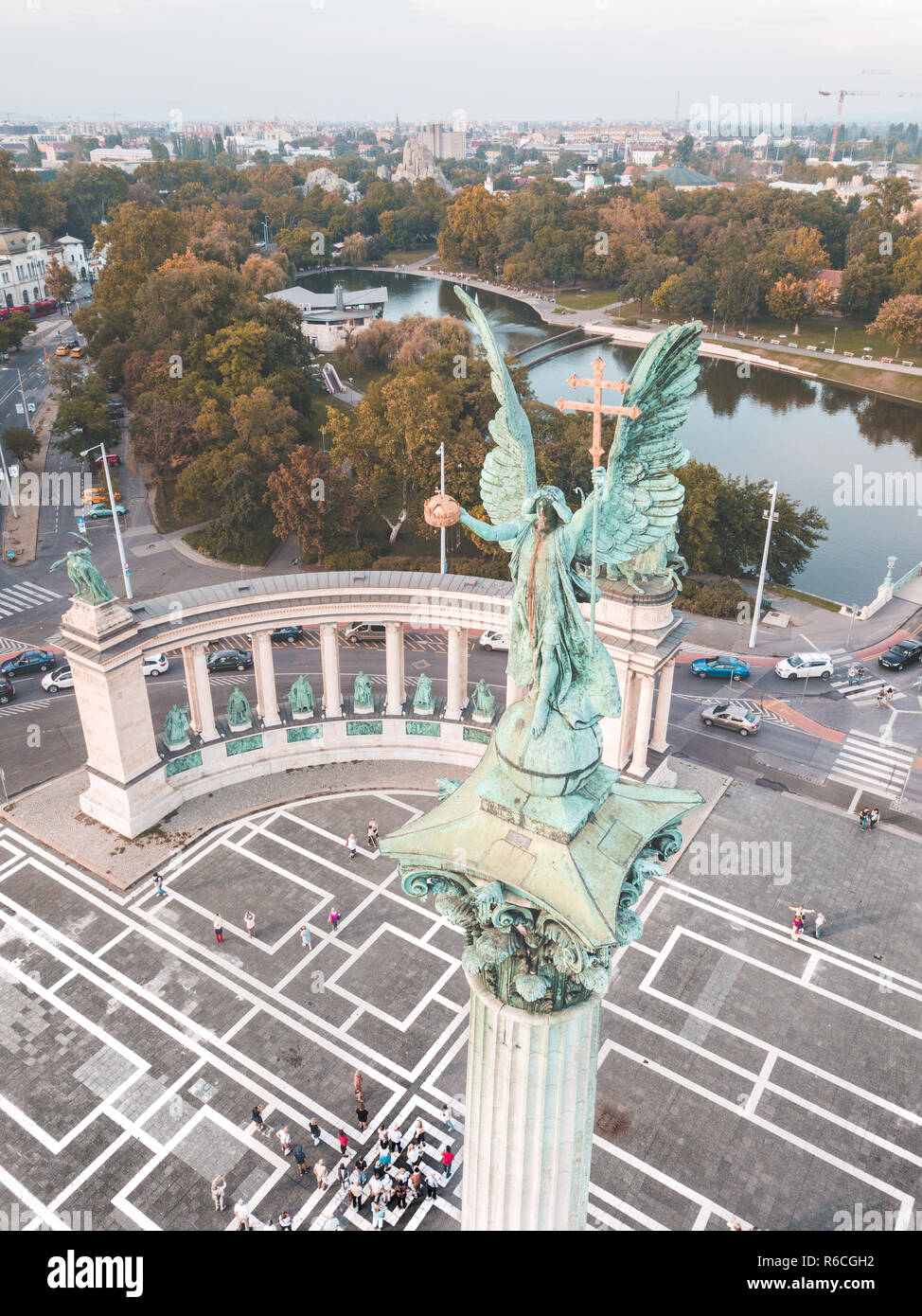 Square of the heroes in Budapest. Stock Photo