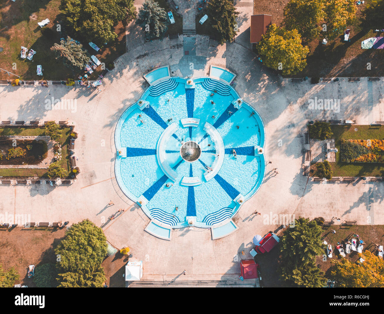 Swimming pool in a park in Budapest. Stock Photo