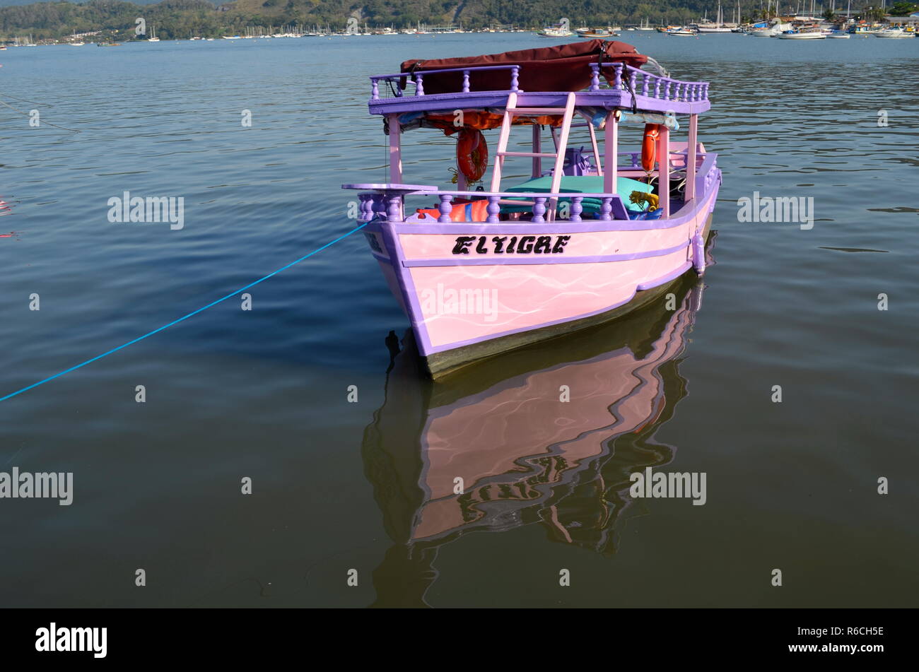 Boat and its reflection Stock Photo