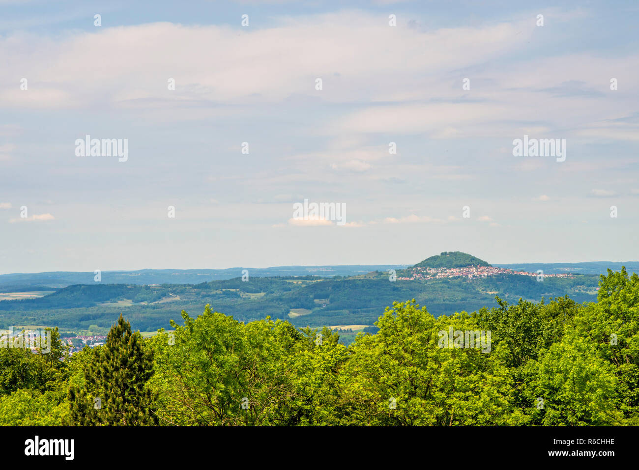 Panoramic View To The German Emperor Hill Hohenstaufen Stock Photo