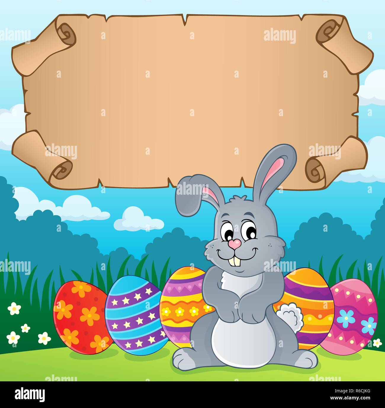 Parchment and Easter bunny theme 4 Stock Photo