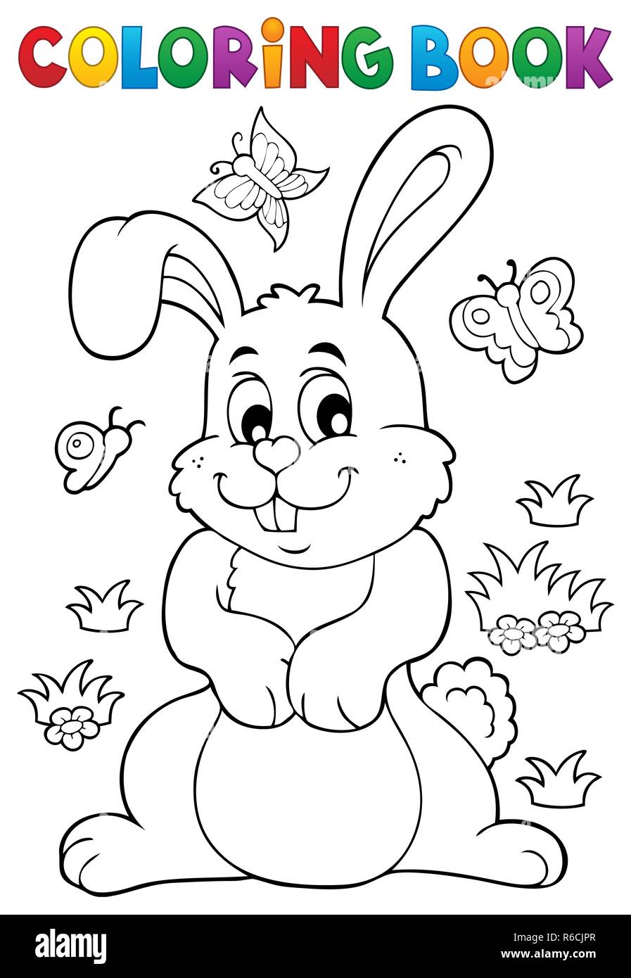 Coloring book rabbit theme 7 Stock Photo