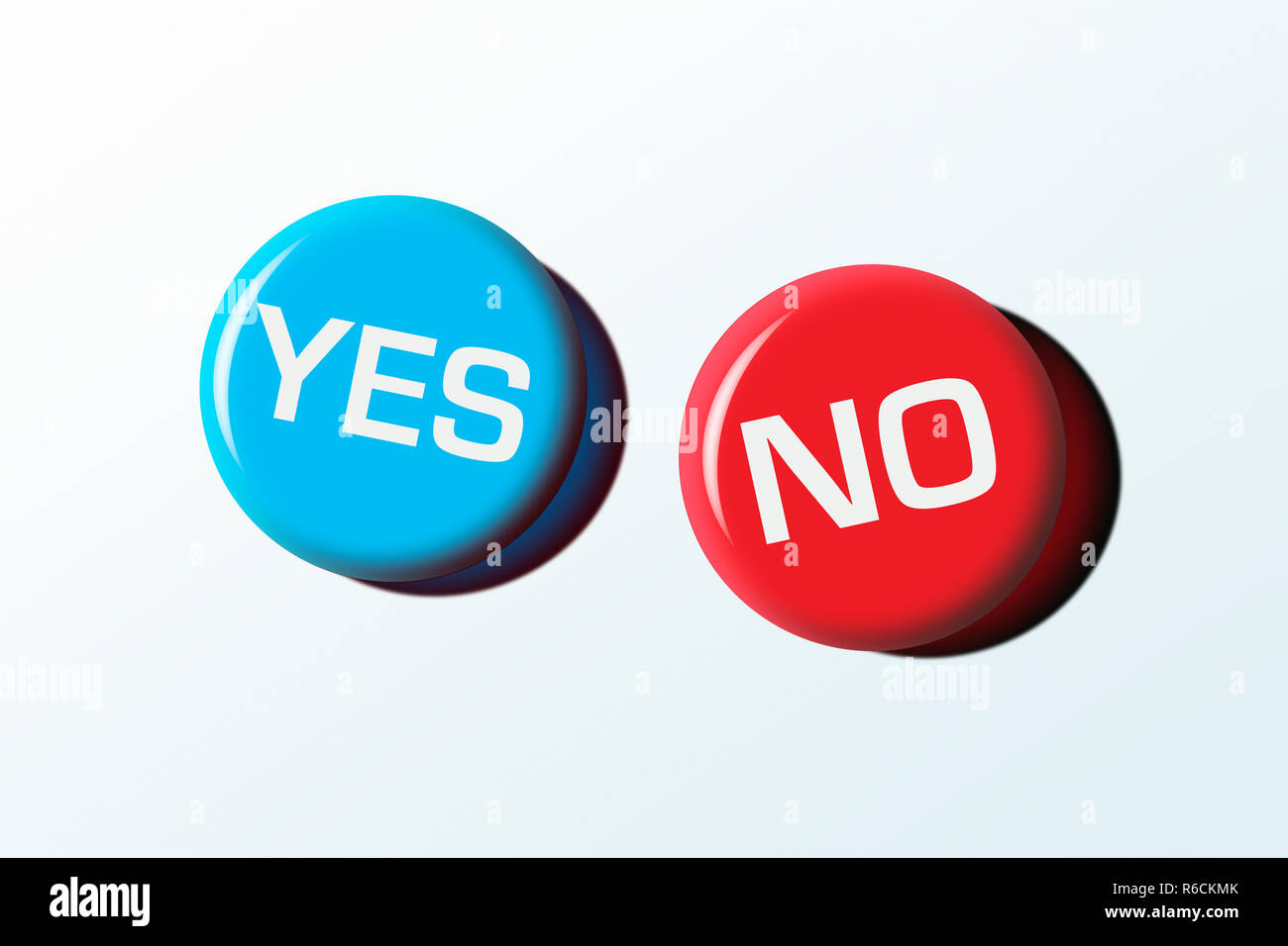 Two badges with 'yes' snd 'no' against a white background Stock Photo