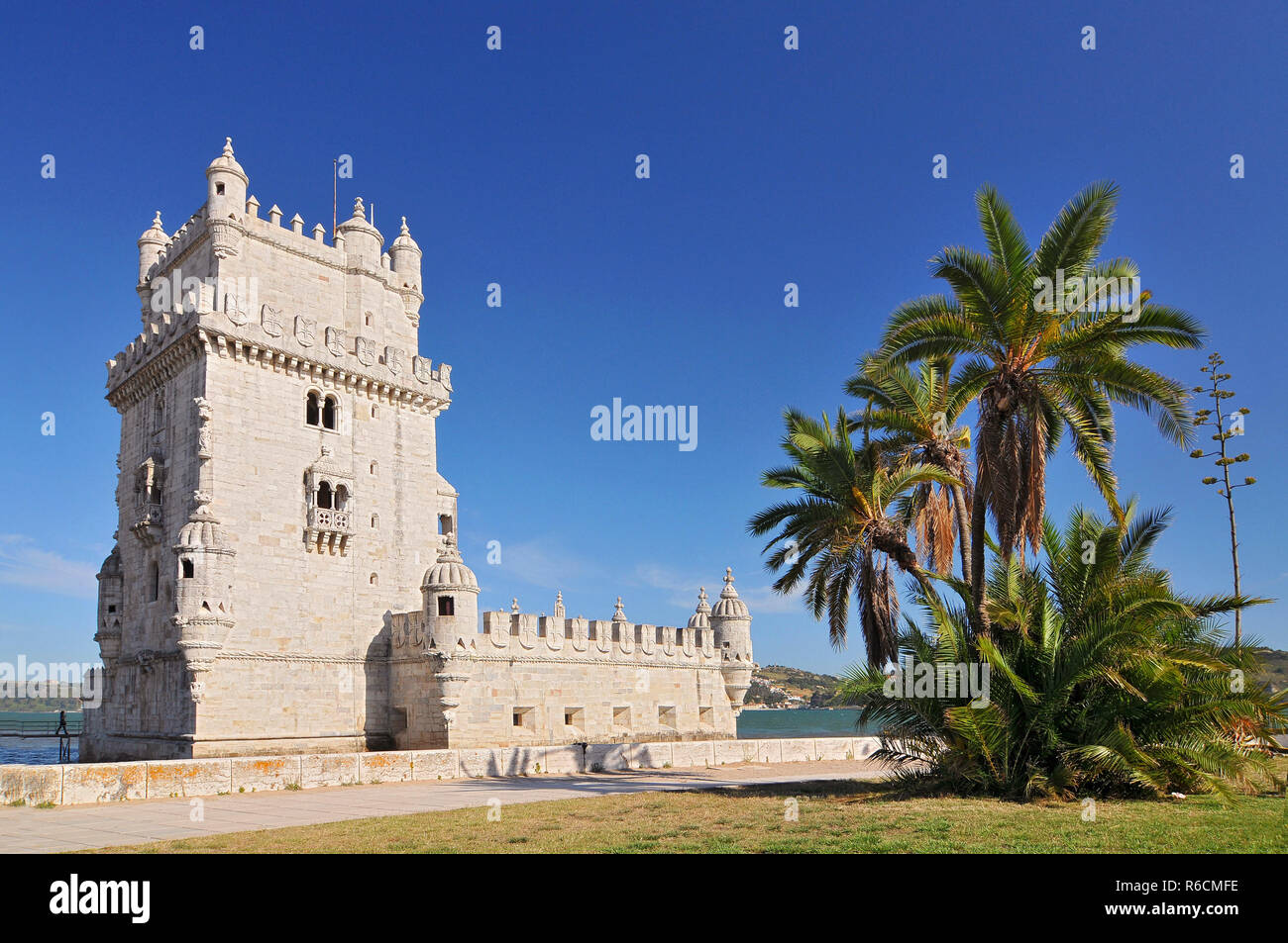 Belem Tower, Fortified Tower Located In The Civil Parish Of Santa Maria De Belem In Lisbon, Portugal Stock Photo