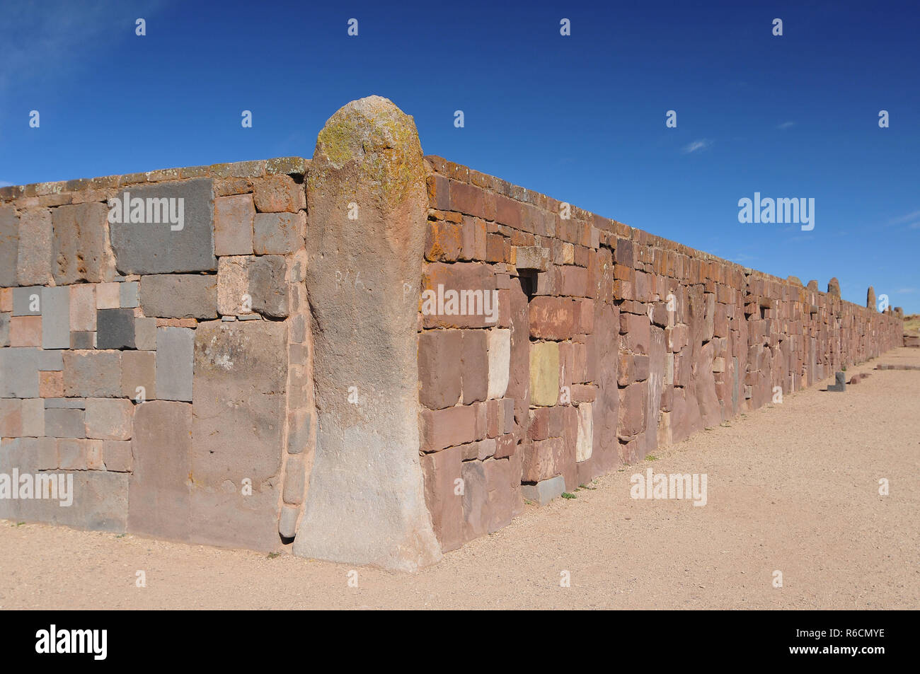Bolivia, Tiwanaku, Walls Around The Temple Kalasasaya Stock Photo