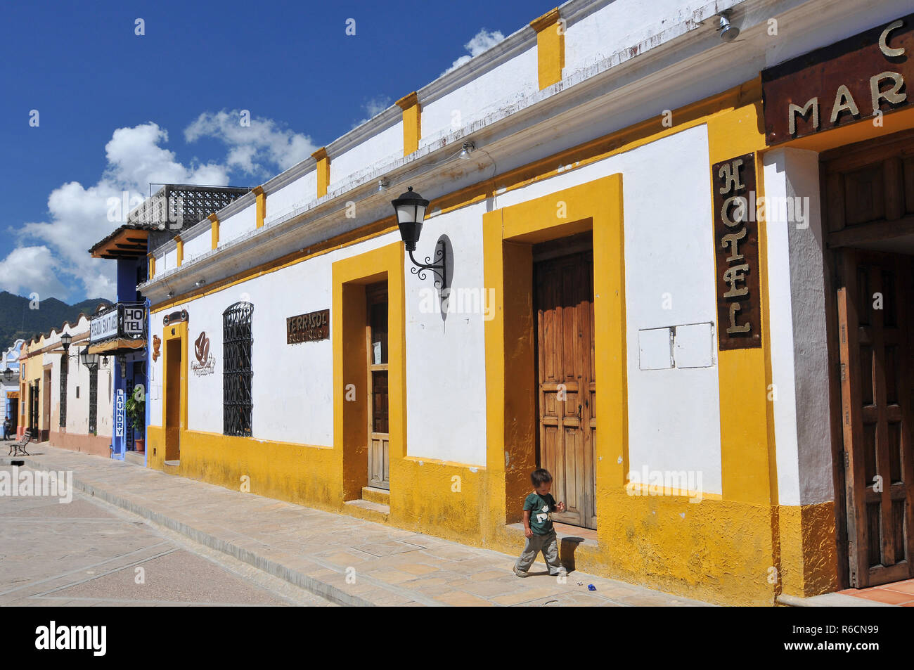 Mexico, San Cristobal De Las Casas, One Of The Main Streets Stock Photo