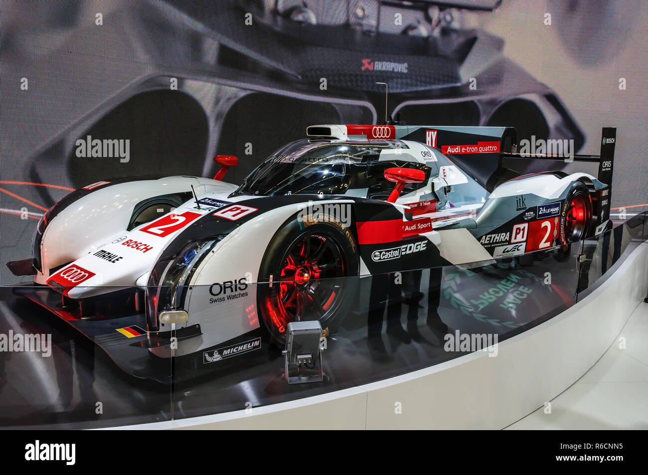 FRANKFURT - SEPT 2015: Audi R18 e-tron quattro presented at IAA