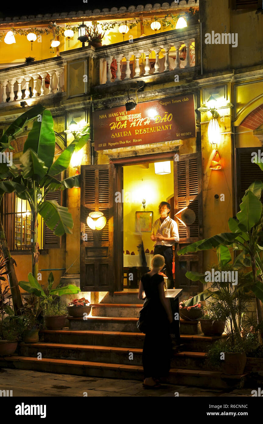 Vietnam, Hoi An, Sakura Restaurant With Vietnamese Cuisine Stock Photo