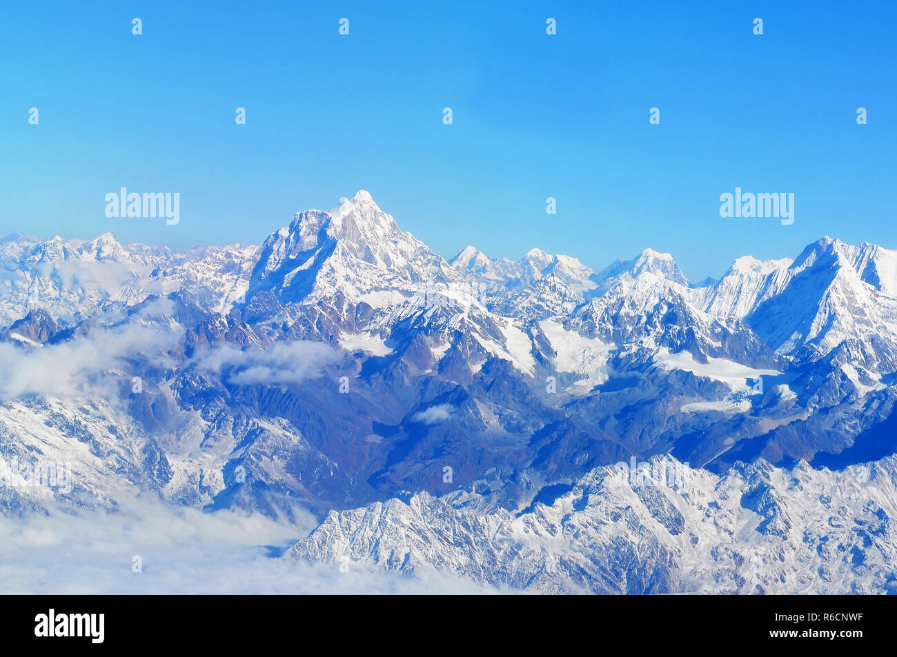 Wonderful Aerial Views In Nepal Fly Over To Mountain Everest Himalaya Stock Photo