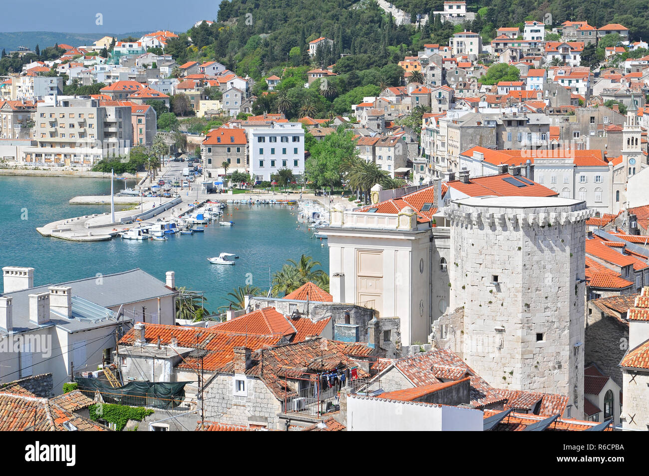 Croatia, Split, View Of Split From Bell Tower Of The Cathedral Of Saint Doimus Stock Photo