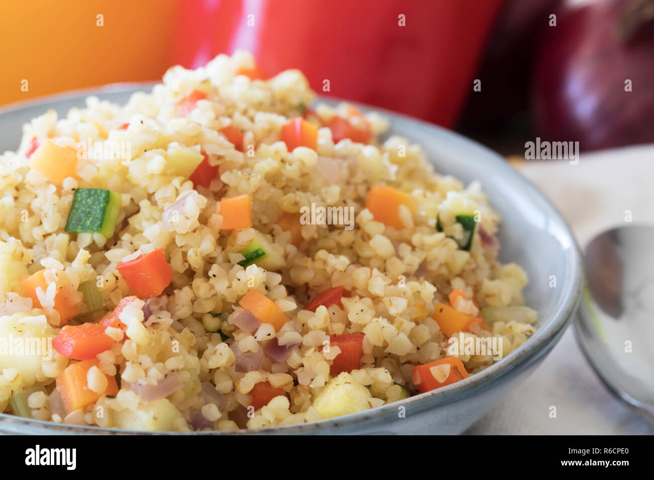 Closeup Vegan Bulgur Pilaf Stock Photo Alamy