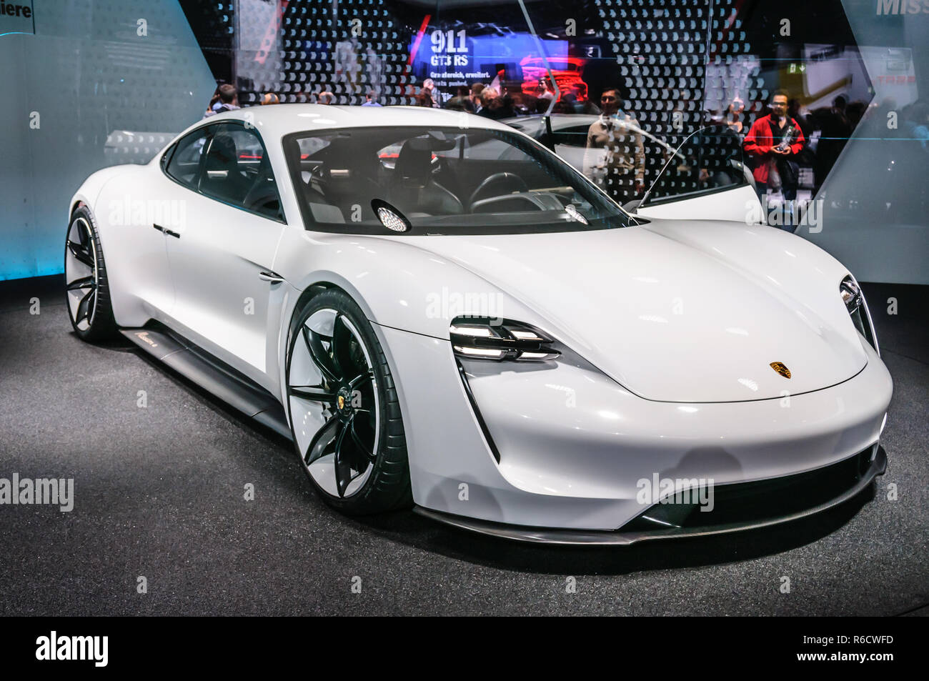 FRANKFURT - SEPT 2015: Porsche Mission E Concept presented at IAA ...