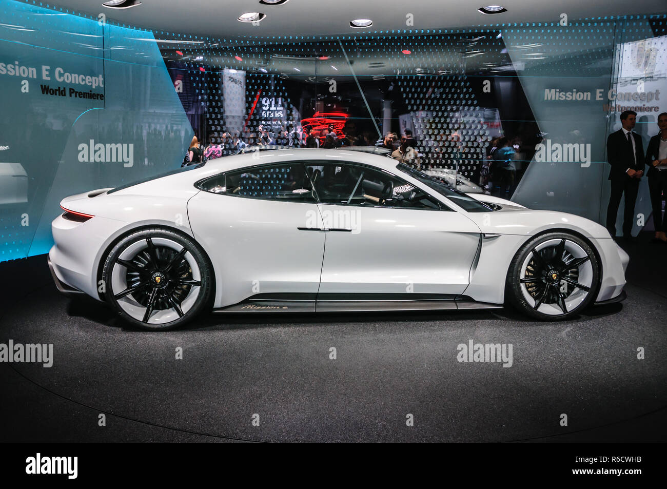 FRANKFURT - SEPT 2015: Porsche Mission E Concept presented at IAA ...