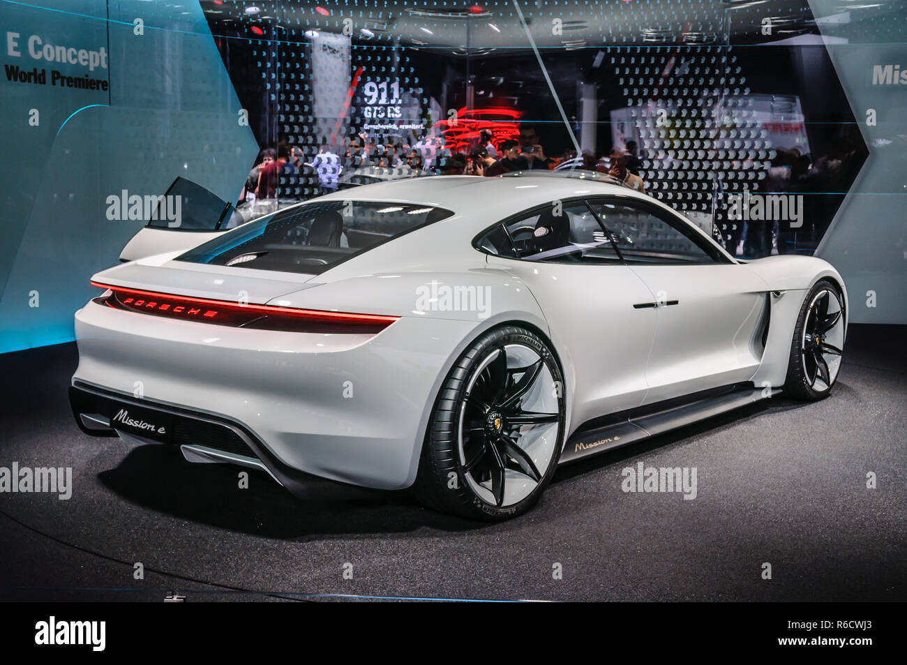 FRANKFURT - SEPT 2015: Porsche Mission E Concept presented at IAA ...