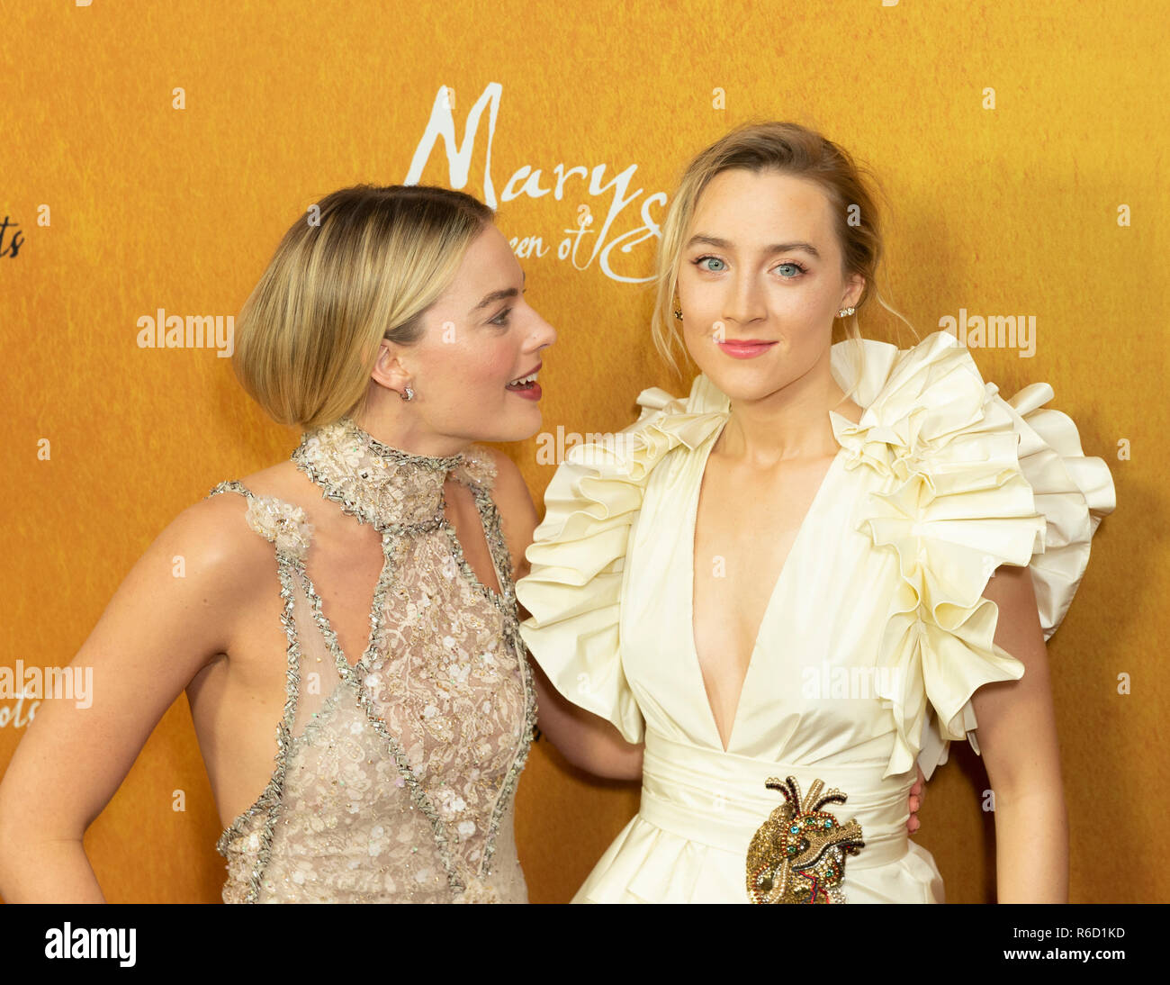 New York, United States. 04th Dec, 2018. New York, NY - December 4, 2018: Margot Robbie wearing dress by Chanel & Saoirse Ronan wearing dress by Gucci attend the New York premiere of 'Mary Queen Of Scots' at Paris Theater Credit: lev radin/Alamy Live News Stock Photo