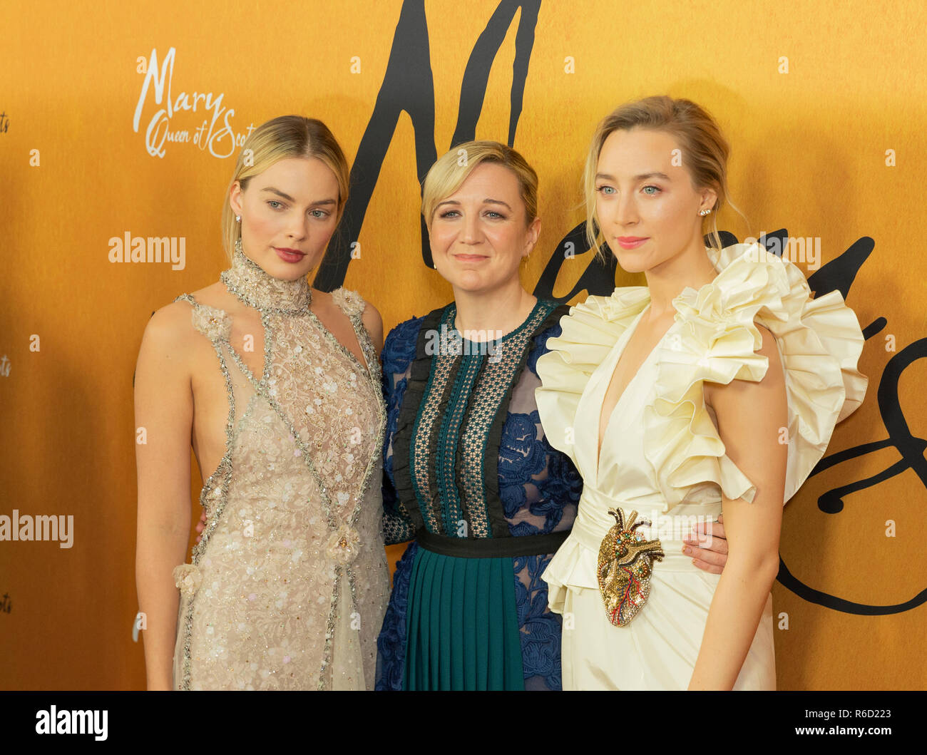 New York, United States. 04th Dec, 2018. New York, NY - December 4, 2018: Margot Robbie, Josie Rourke and Saoirse Ronan attend the New York premiere of 'Mary Queen Of Scots' at Paris Theater Credit: lev radin/Alamy Live News Stock Photo