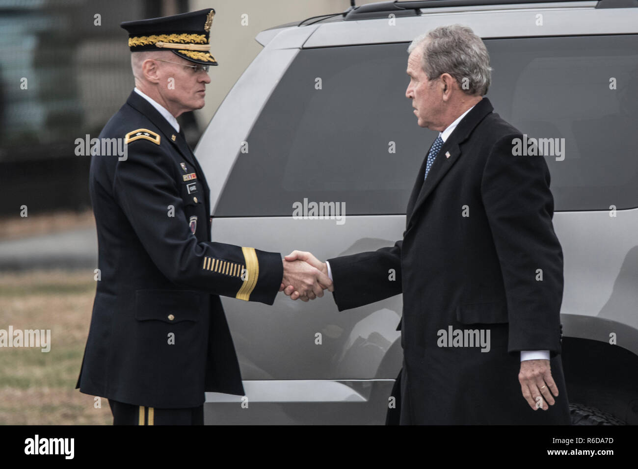 Washington DC, USA. 5th December, 2018. 43rd President George W. Bush at his father President George H.W. Bush State Funeral. Photo Credit: Rudy K / Alamy Live News Stock Photo