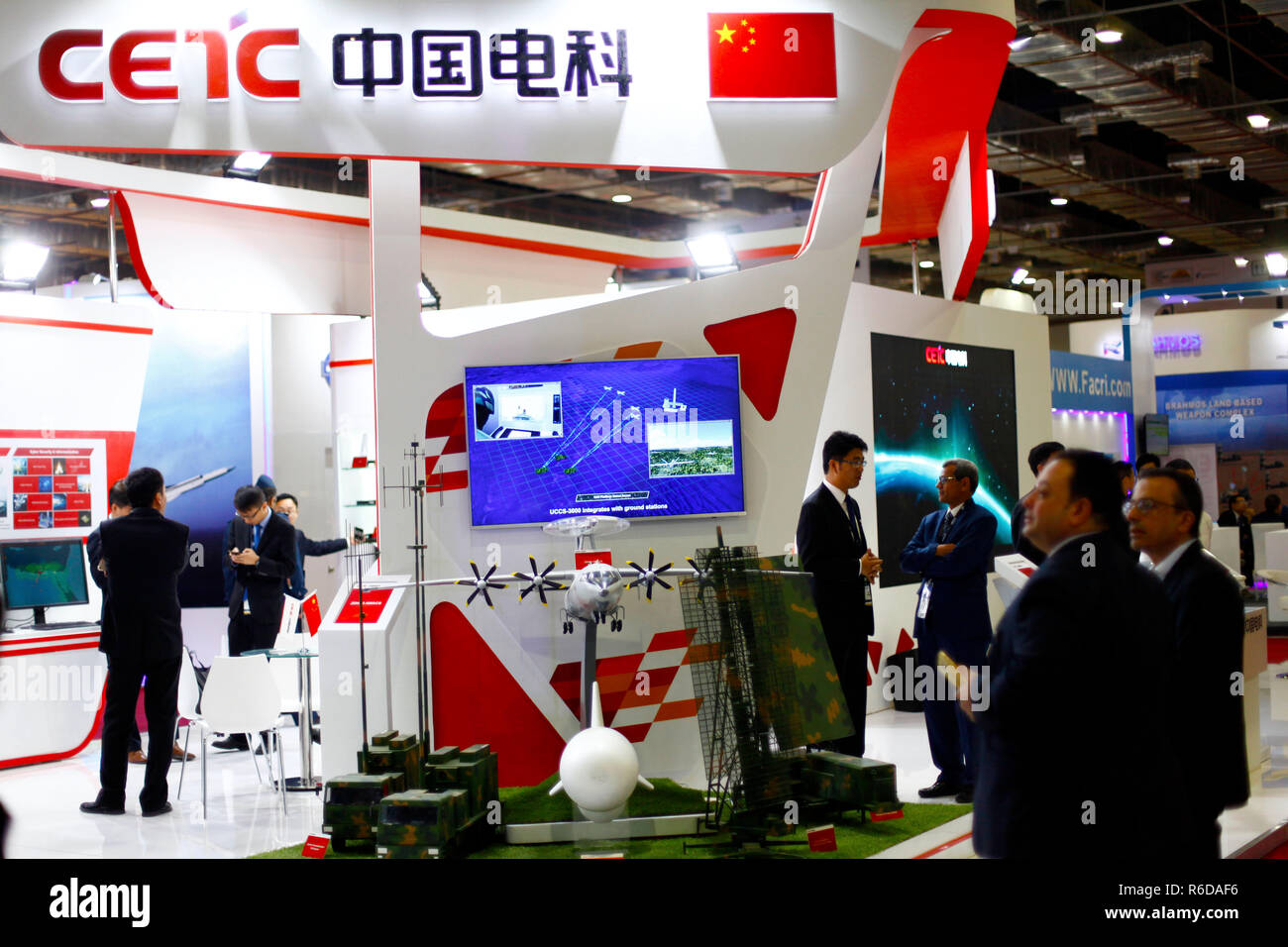 Cairo. 4th Dec, 2018. Photo taken on Dec. 4, 2018 shows the pavilion of China Electronics Technology Group Corporation (CETC) at Egypt Defence Expo (EDEX) 2018 in Cairo, Egypt. Chinese defense products have demonstrated strong presence in their pavilions at Egypt's first tri-service defense expo, EDEX 2018, held on Dec. 3-5 in the Cairo International Convention and Exhibition Center. Credit: Ahmed Gomaa/Xinhua/Alamy Live News Stock Photo