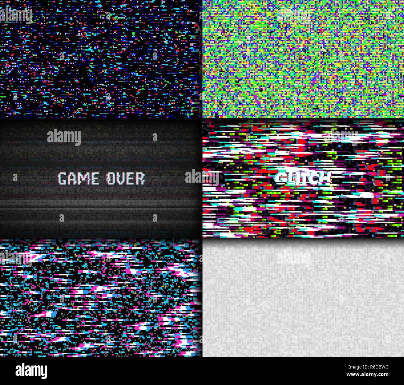 Digital glitch effect on computer or TV screen