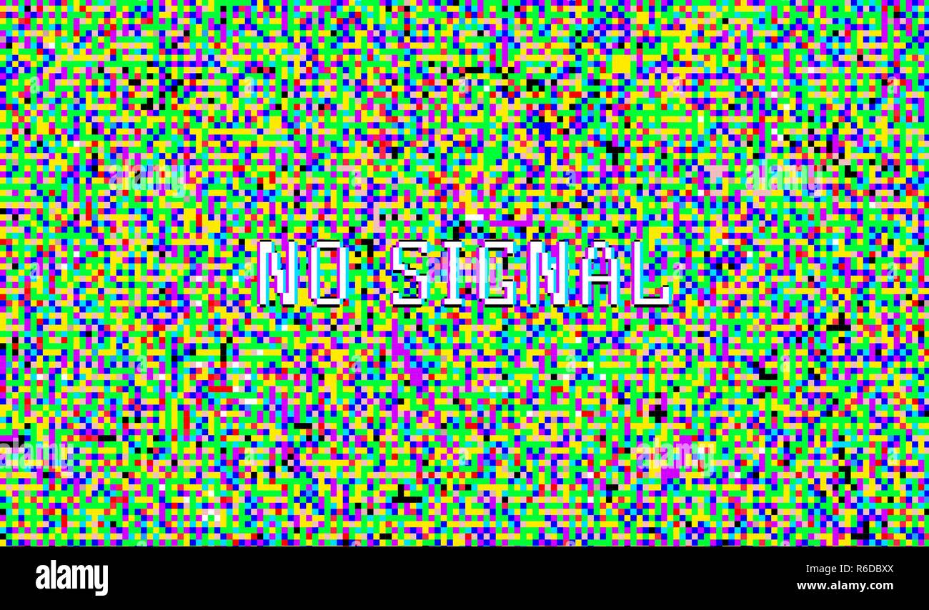 Color pixel noise. Test TV Screen Digital VHS Background. Error Computer Video. Glitch Texture for Game. Abstract Damage. Stock Vector