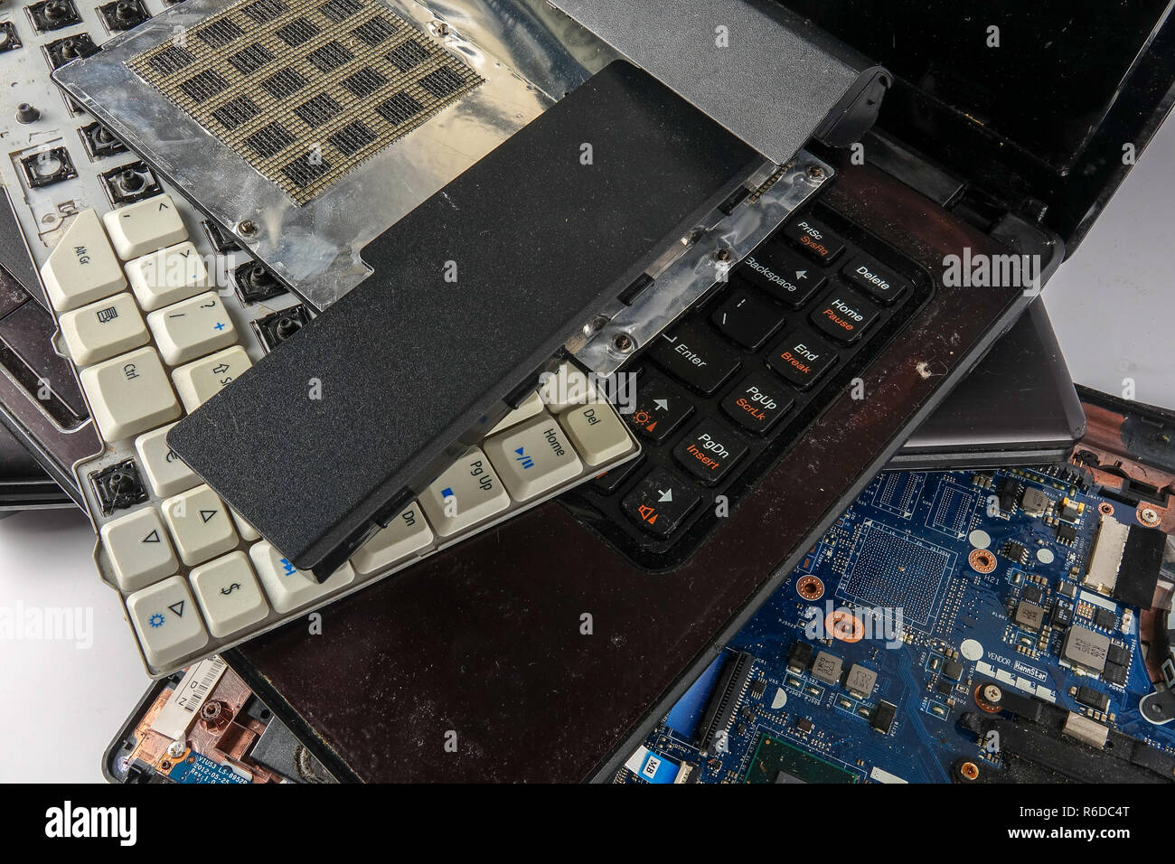 Obsolete laptops isolated on white Stock Photo Alamy