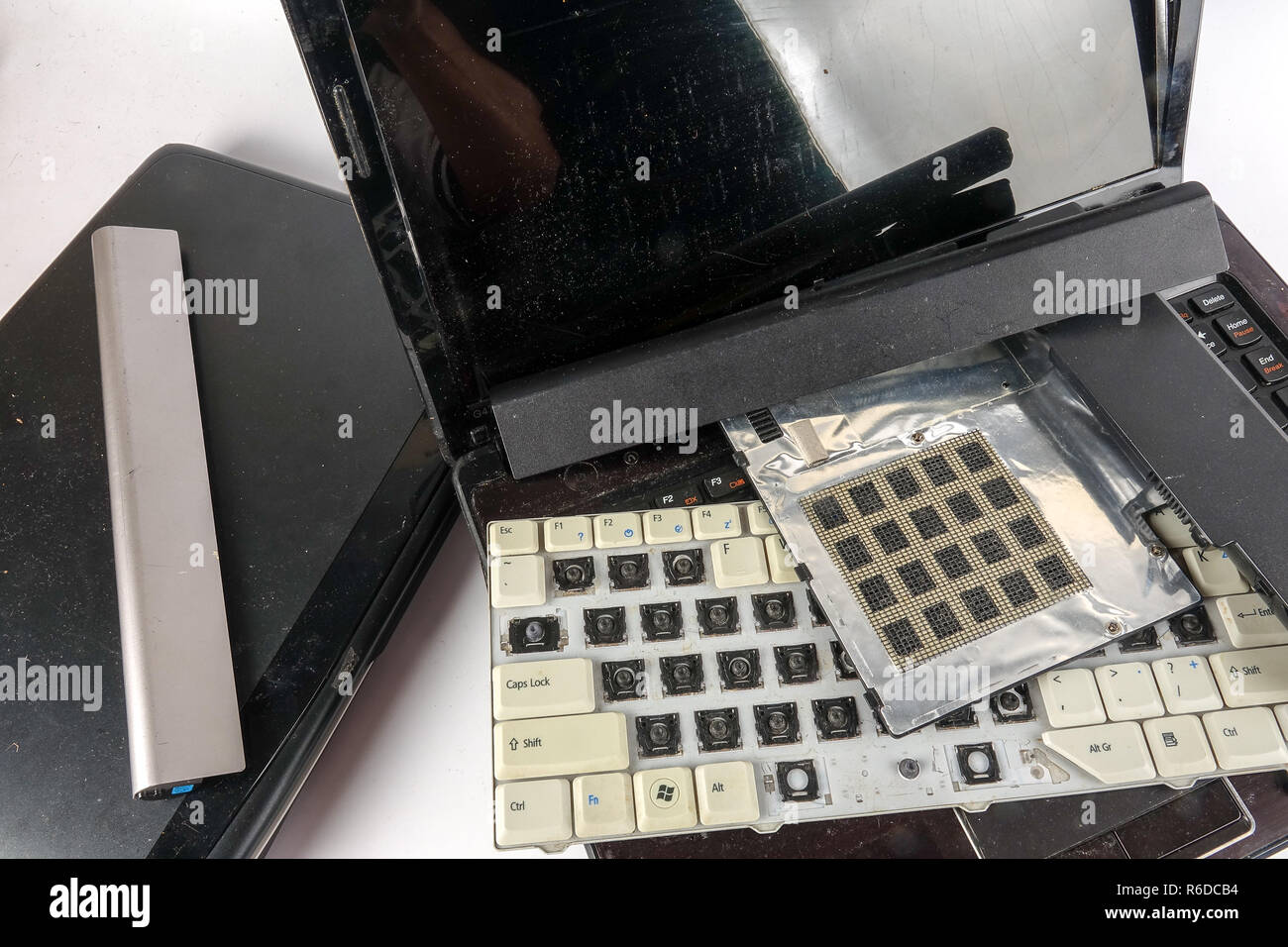 Obsolete laptops isolated on white Stock Photo Alamy