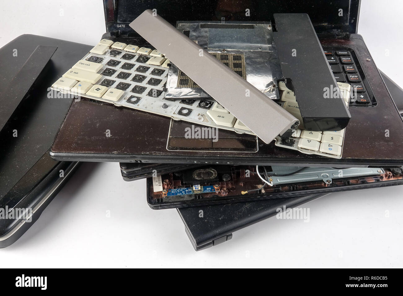 Obsolete laptops isolated on white Stock Photo Alamy