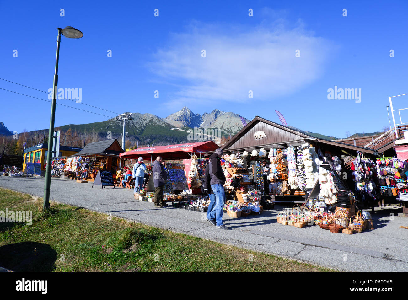 Tatranska Lomnica, Slovakia, November 17, 2018, Tatranska Lomnica City, sale of traditional souvenirs from Tatry Stock Photo