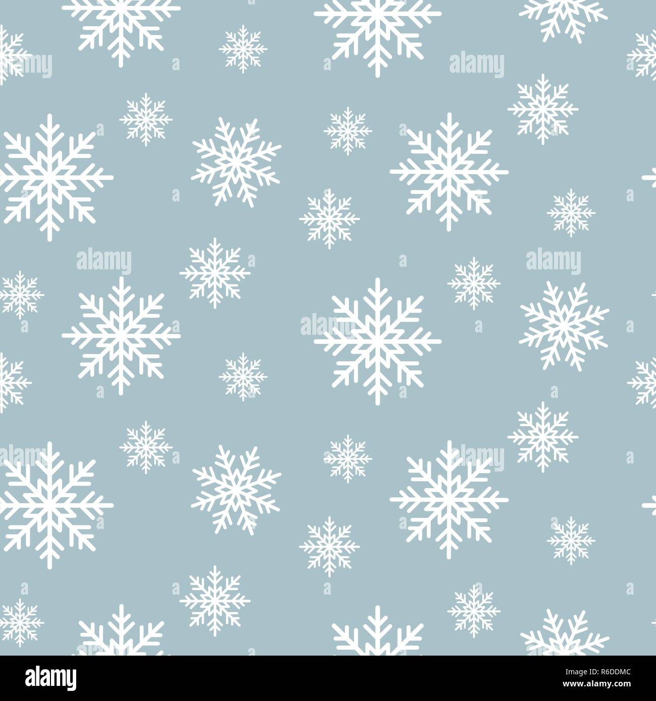 Snowflake seamless pattern. Snow flakes on blue winter background. Abstract wallpaper and gift paper wrap design. Stock Vector