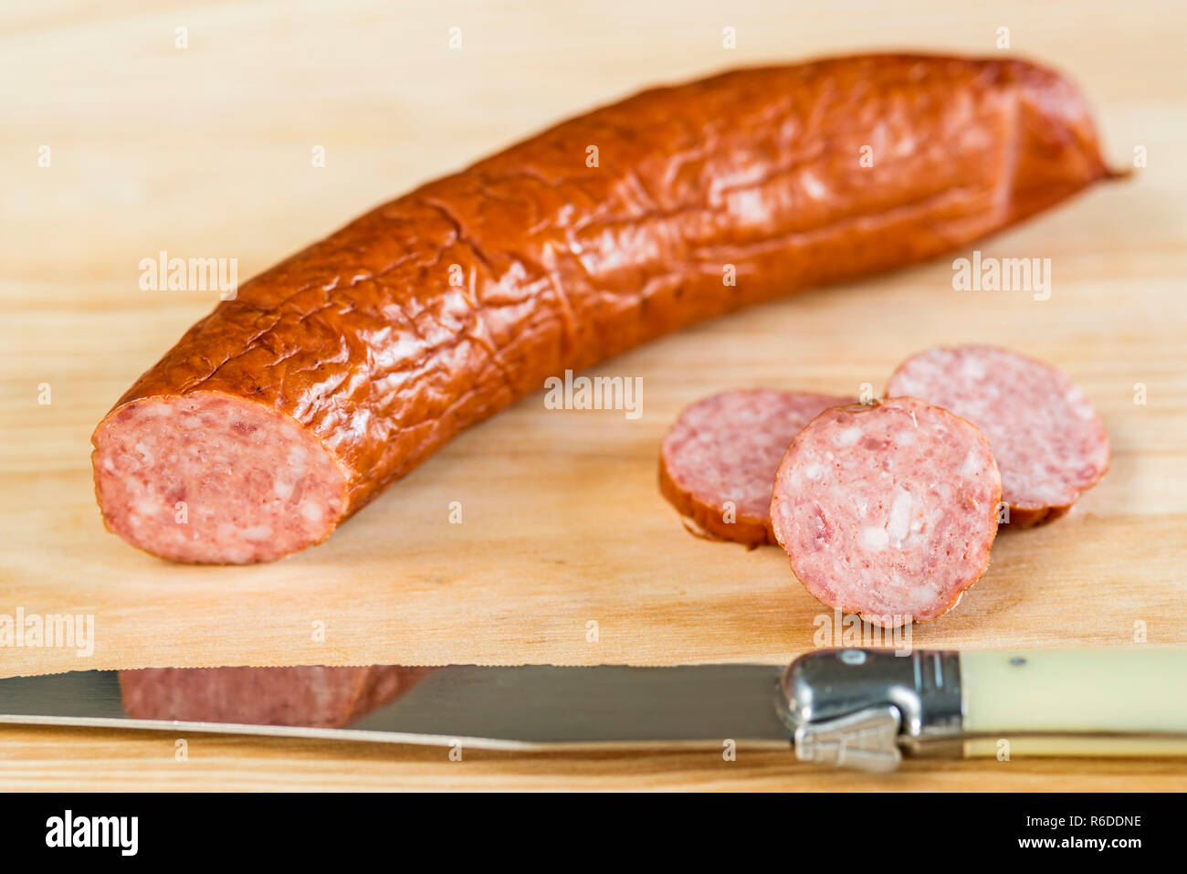 Smoked Spicy Polish Sausage Kielbasa Stock Photo Alamy