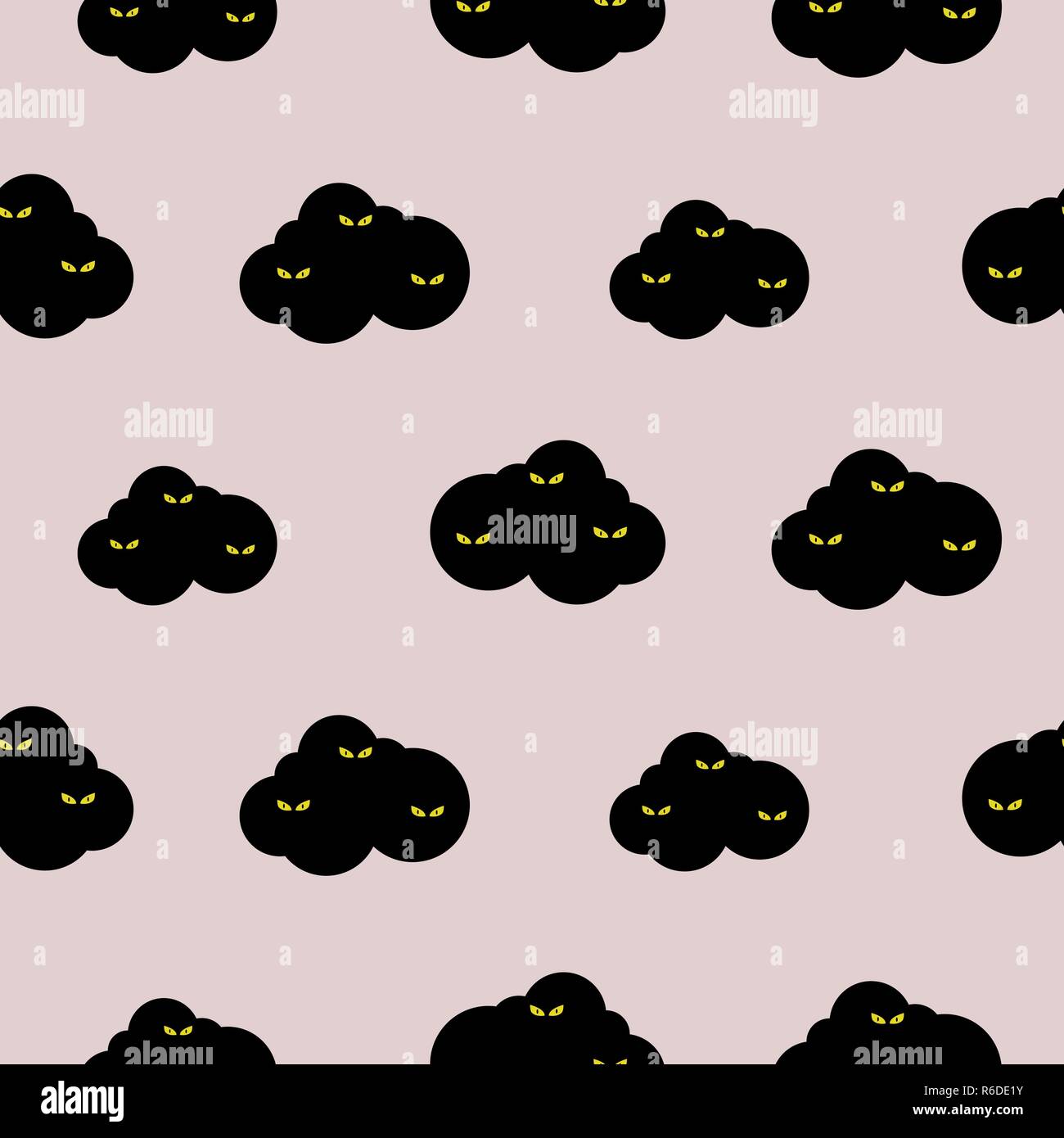Bat clouds pattern seamless. Night animals vector halloween background. Stock Vector
