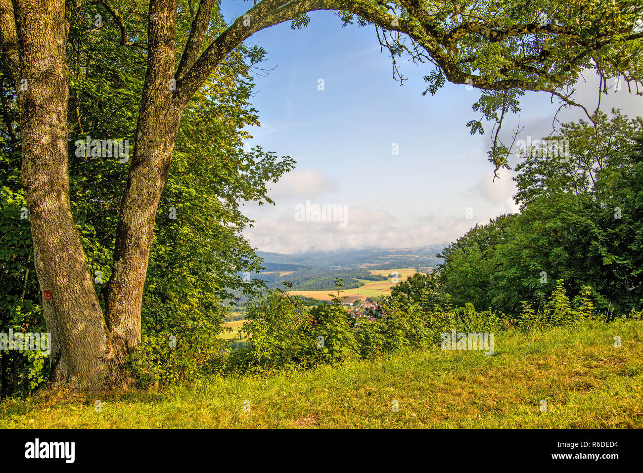 Panoramic Views Of The Hill Hohenstaufen To The East Of Germany Stock Photo