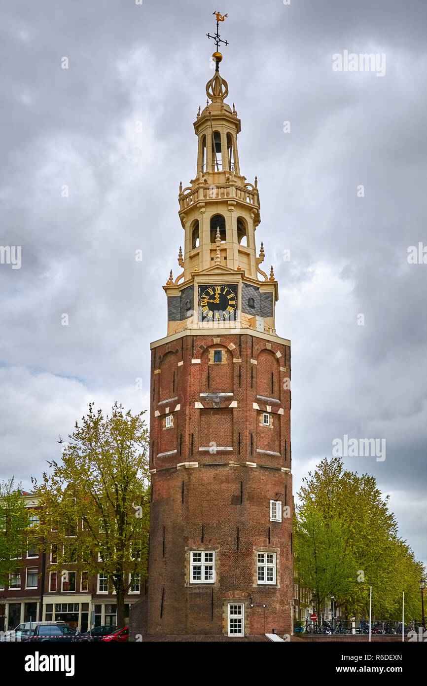 Clock Tower in Amsterdam Stock Photo Alamy