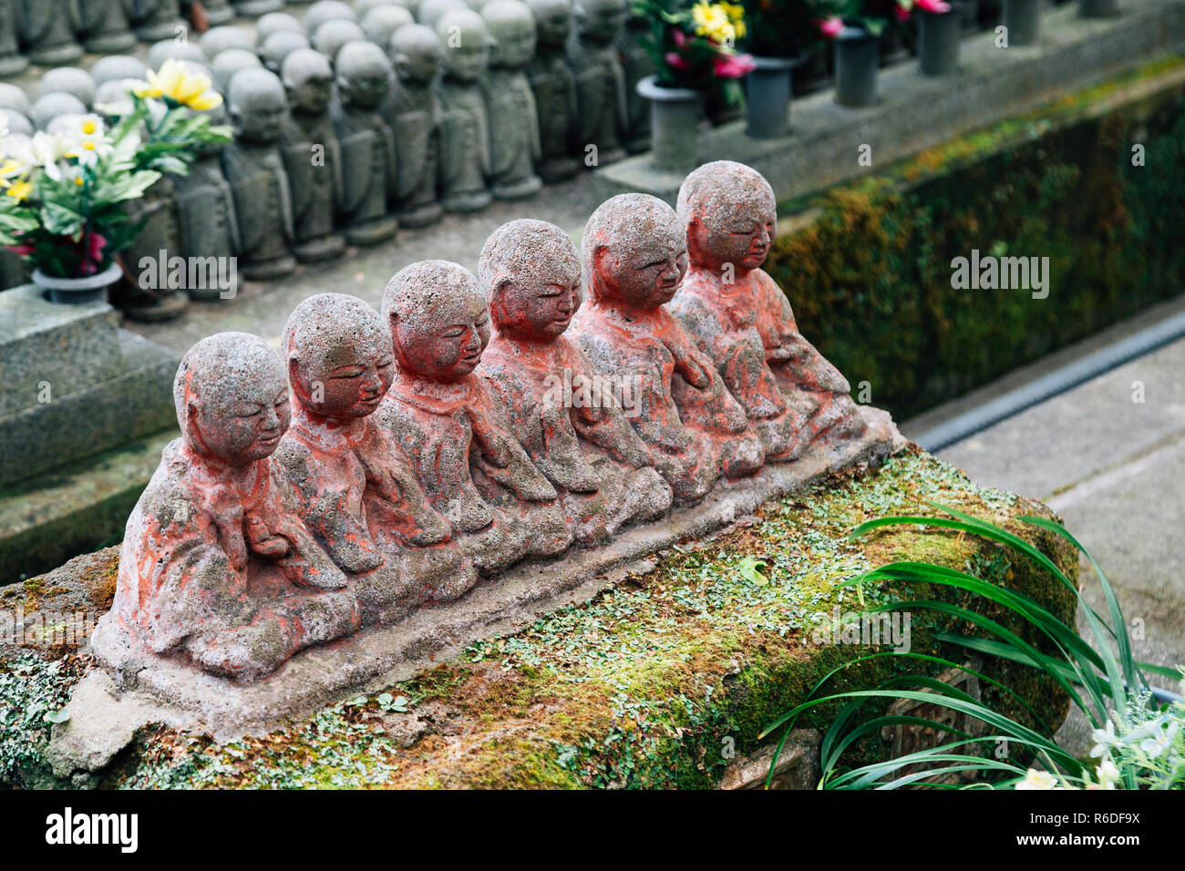 Stone Jizo buddha statue at Hasedera temple in Kamakura, Japan Stock