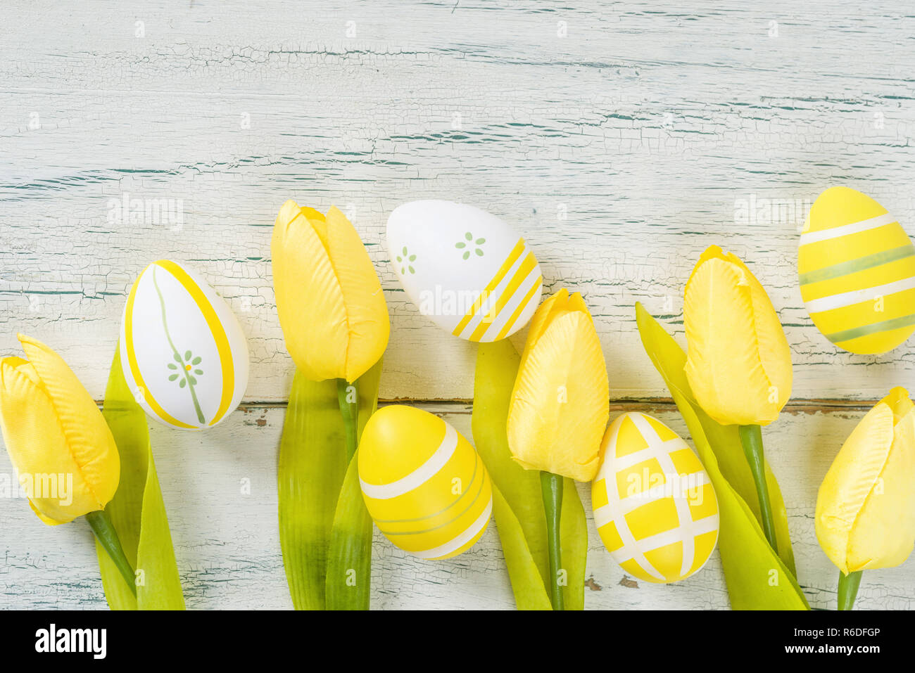 easter eggs and tulips with copy space Stock Photo - Alamy