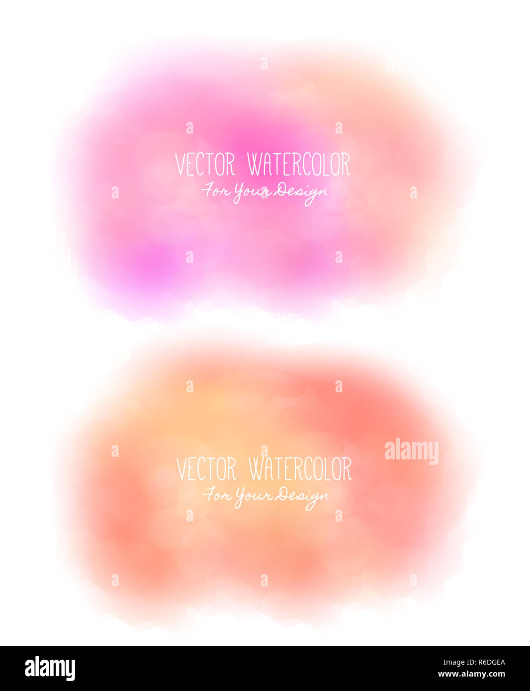 Set of 2 bright stains. Pseudo watercolor. Paint texture. Colorful daub. It can be used as background for text Stock Photo
