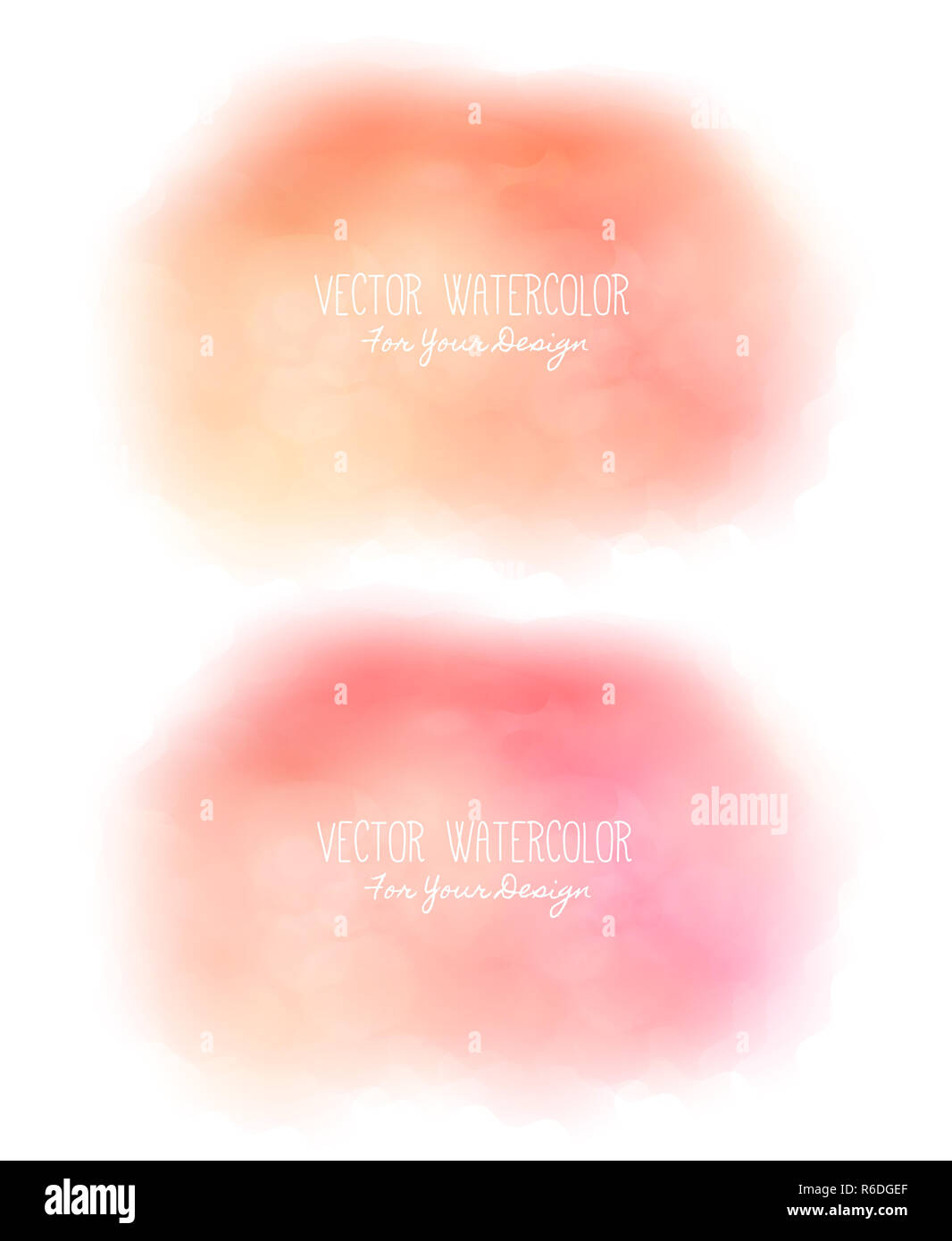 Set of 2 bright stains. Pseudo watercolor. Paint texture. Colorful daub. It can be used as background for text Stock Photo