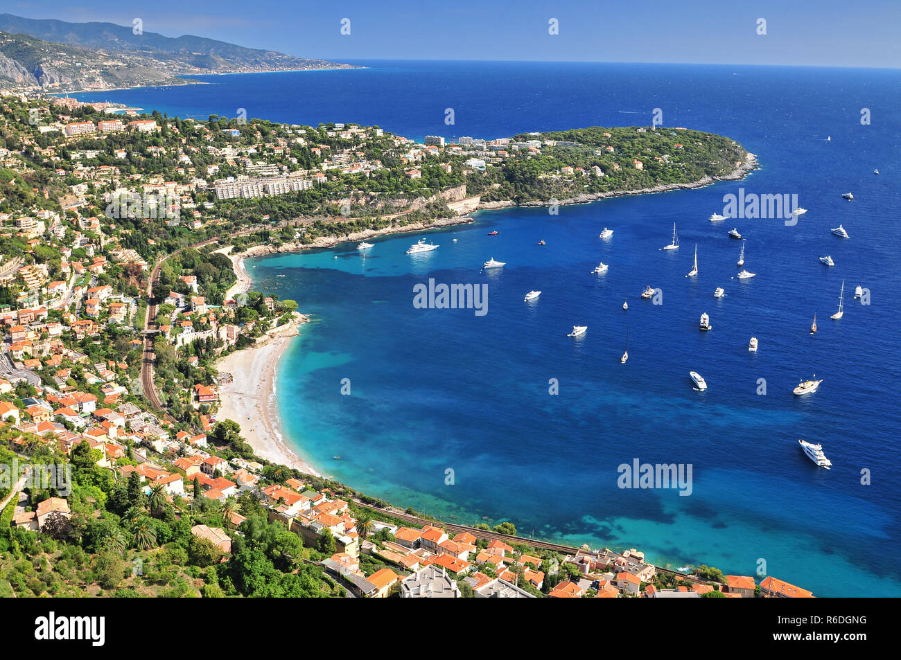 Roquebrune Cap Martin Seen From Mont Gros Above Monaco, Departement Alpes Maritimes, Region Provence-Alpes-Cote D'Azur, France Stock Photo