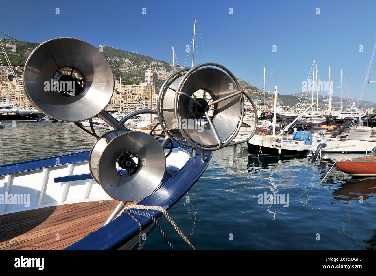 Fishing Boat In Marina At Monaco Cote D Azur France Stock Photo