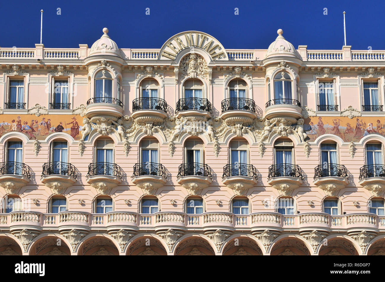 Facade Of Hermitage Hotel Principality Of Monaco Provence Alpes Côte D Azur France Stock Photo