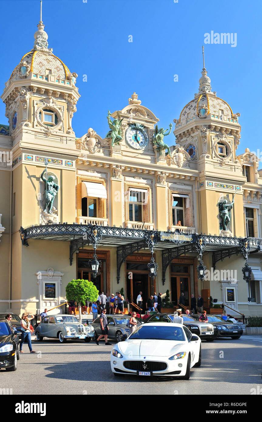 Luxury Car Outside The Monte Carlo Casino In Monaco Stock Photo