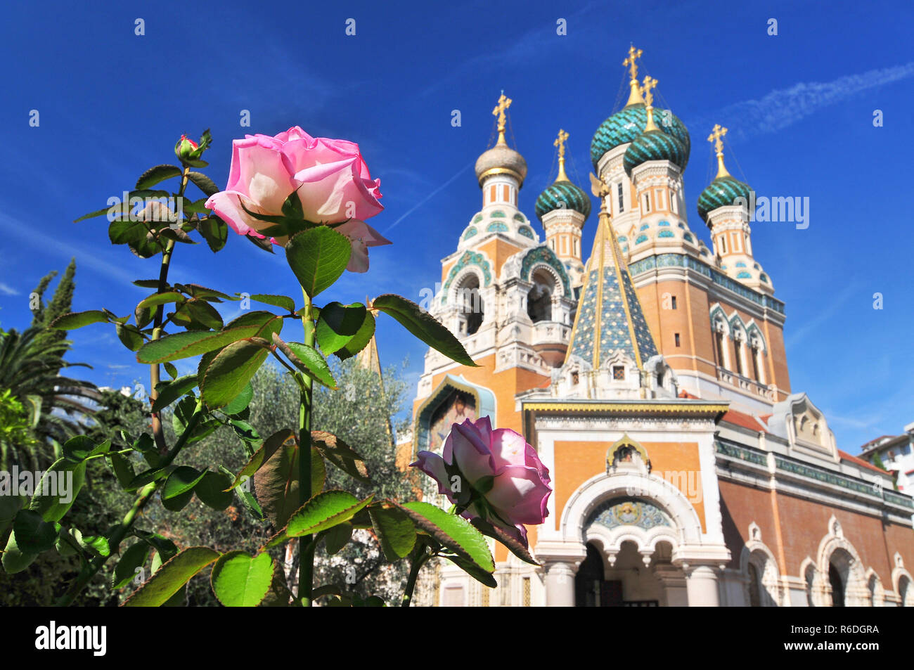 The Russian Orthodox Cathedral In Nice Cathédrale Orthodoxe Russe Saint-Nicolas De Nice Stock Photo