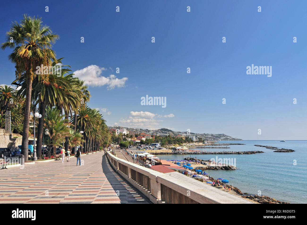 San Remo Beautiful Seaport And Promenade In Italy Stock Photo
